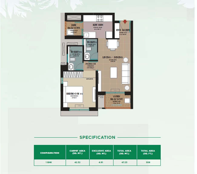 Unit plan - 508 sq.ft.